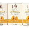 Pili Natural Calendula Soap Bars (3 Pack). Face and Body Soap Bars. For dry or cracked skin. For Men, Women and Teens.